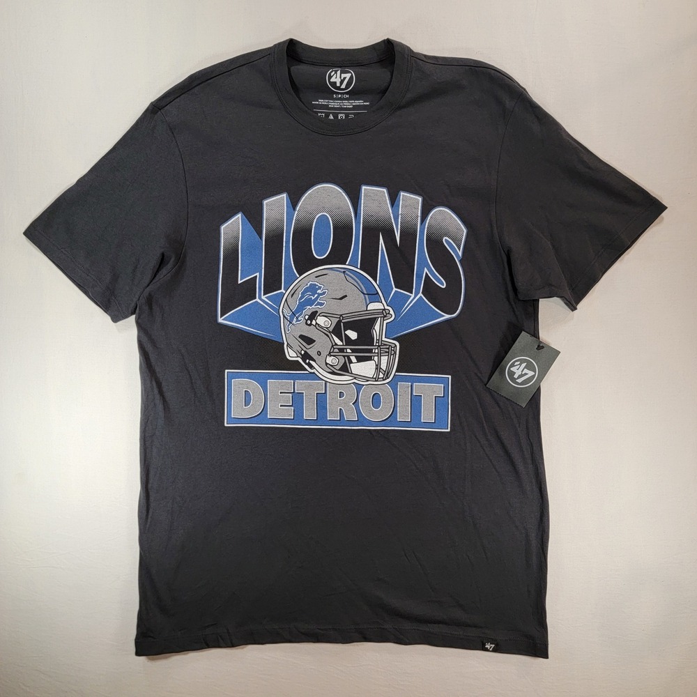 NWT 47 Brand Detroit Lions NFL T-Shirt Mens Small Charcoal Grey Graphic Tee